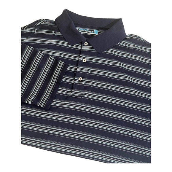 Roundtree & Yorke Performance Mens Polo‎ Short Sleeve Striped Shirt Size 2XT - Picture 1 of 5